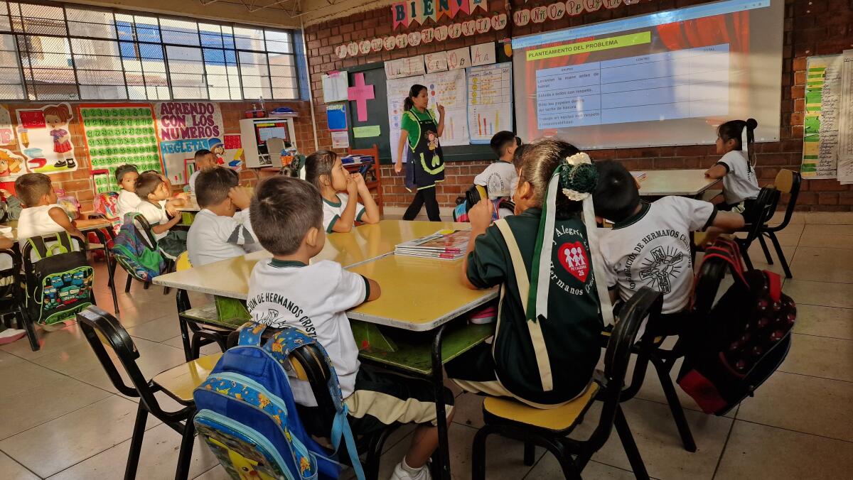 Pupils at Fe y Alegría School, Peru in 2024