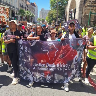 Justice Desk Africa participating in a protest in November 2025