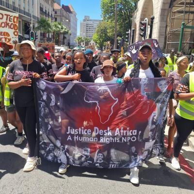 Justice Desk Africa participating in a protest in November 2025