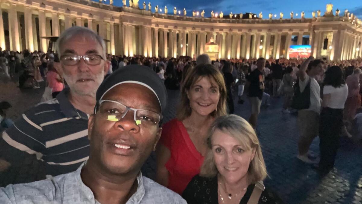 Br. John Casey, Br. Amandi Mboya, Fiona Dowling and Dee McMahon at the Andrea Boccelli concert
