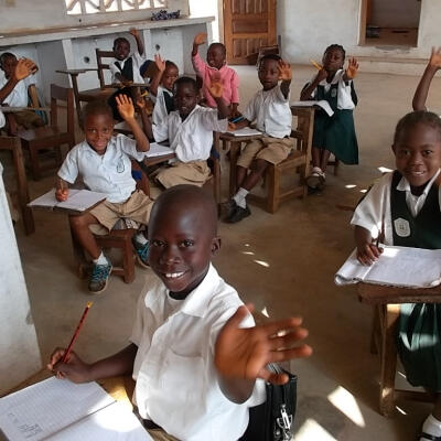 Students attending St. Martin's Catholic High School, Liberia
