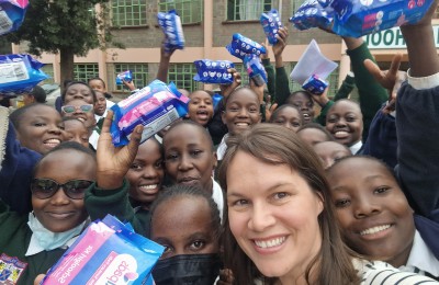 Naidi joined the EREEP team on world menstruation day to hand out reusable sanitary kits to the female students at Wareng Secondary School, Eldoret.