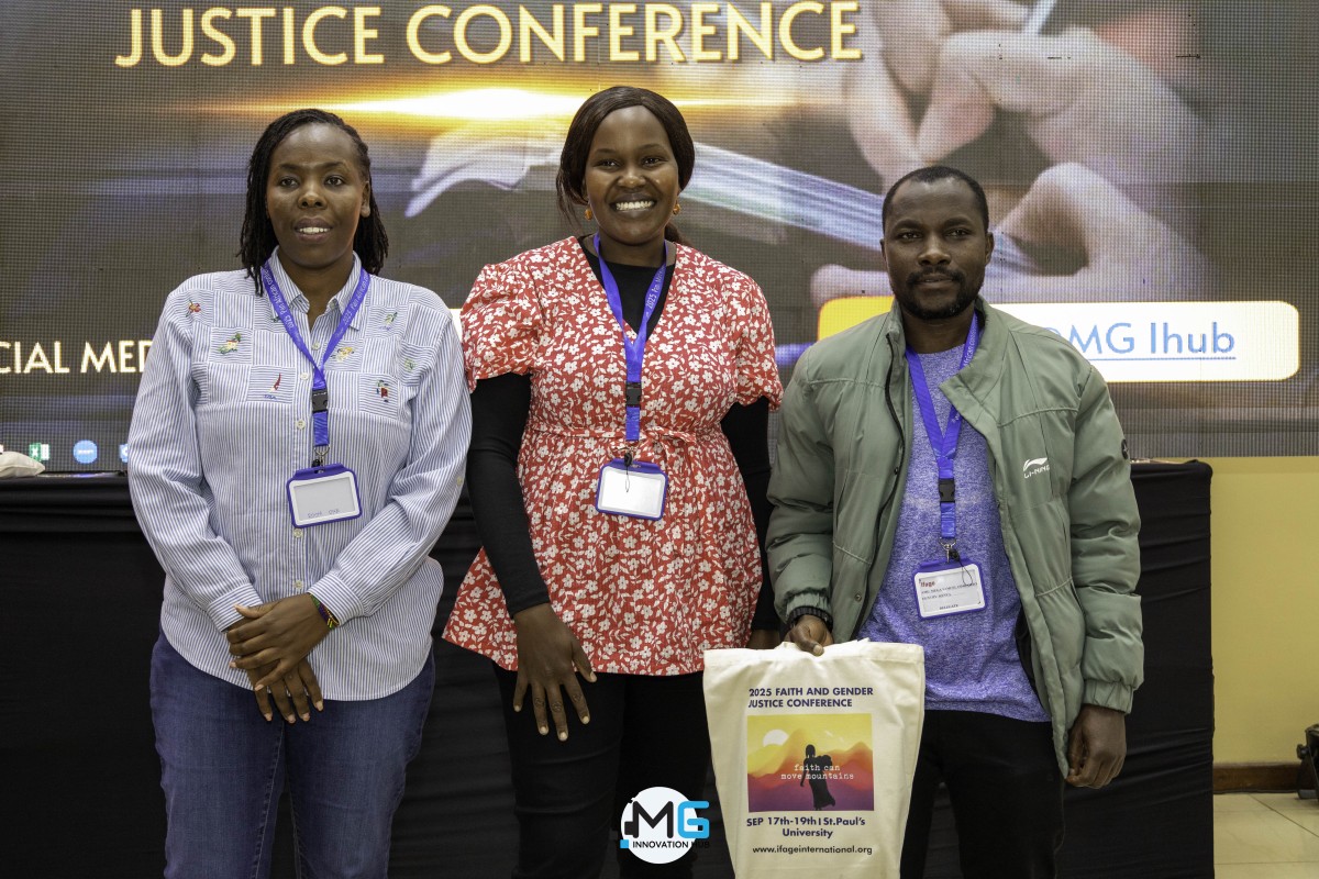 Clalffin Achimba, Julie Kibii and Sammy Muga at the Faith and Gender Conference 